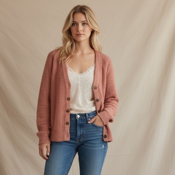 Vince Camuto Sweaters - Vince Camuto persimmon peach cardigan Comfortable Cotton Loungewear cottagecore